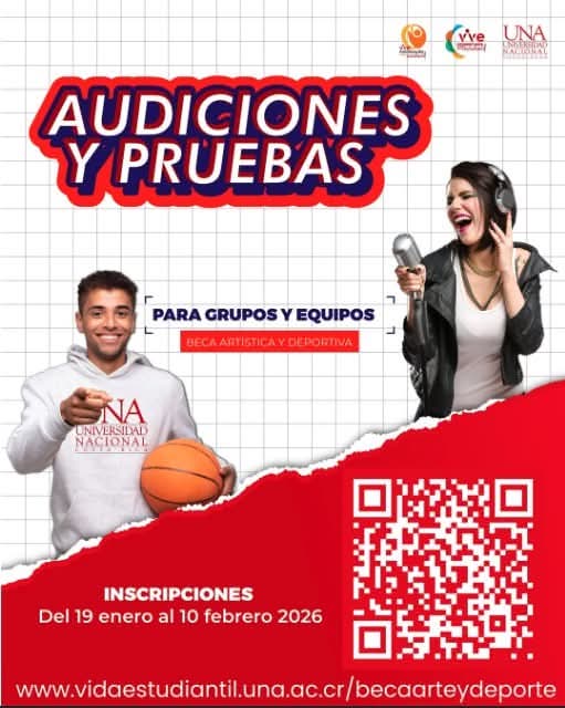 Inscripción a Pruebas y Audiciones | Beca Artística y Deportiva UNA Heredia